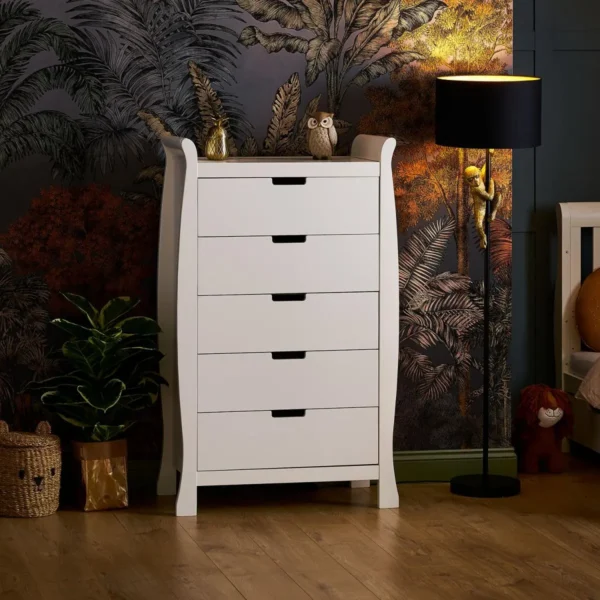 Obaby Stamford Sleigh Tall Chest Of Drawers-White