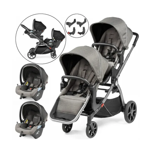 Peg Perego Ypsi Twin Stroller Bundle - City Grey