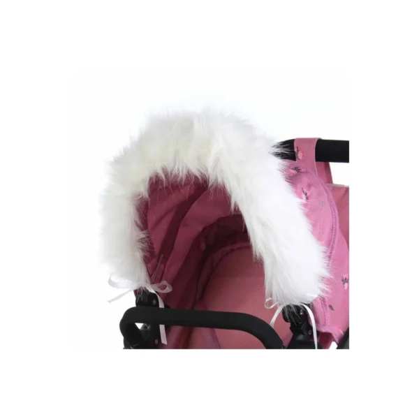 Roma Dolls Pram Hood Fur-White