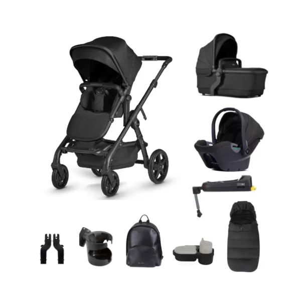 Silver Cross Wave 11 Piece Travel System Bundle - Onyx