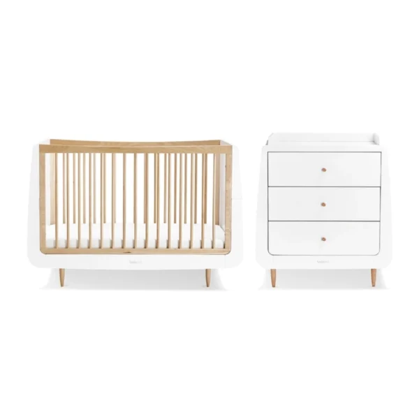 SnuzKot Skandi 2 Piece Nursery Furniture Set - Natural + FREE 117x68 Sprung Mattress Worth £79.99!