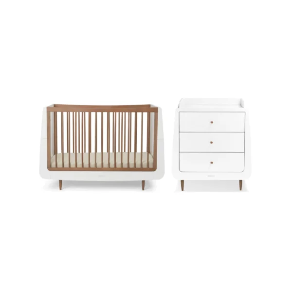 snuzkot skandi 2 piece nursery furniture set the natural edit walnut