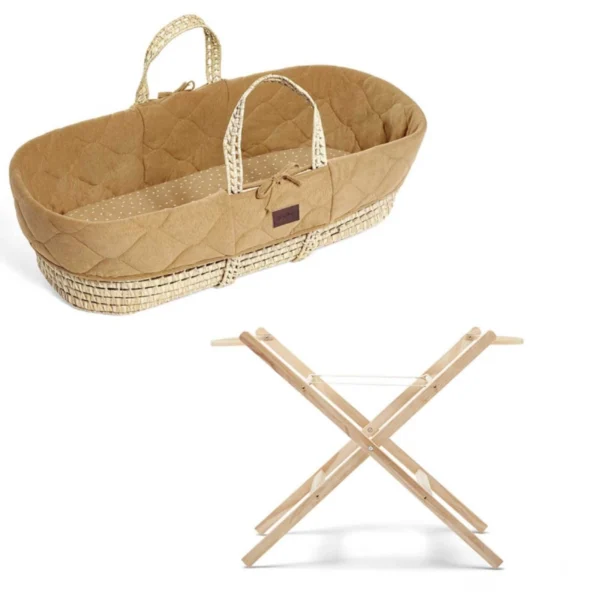 the little green sheep natural quilted moses basket stand bundle honey