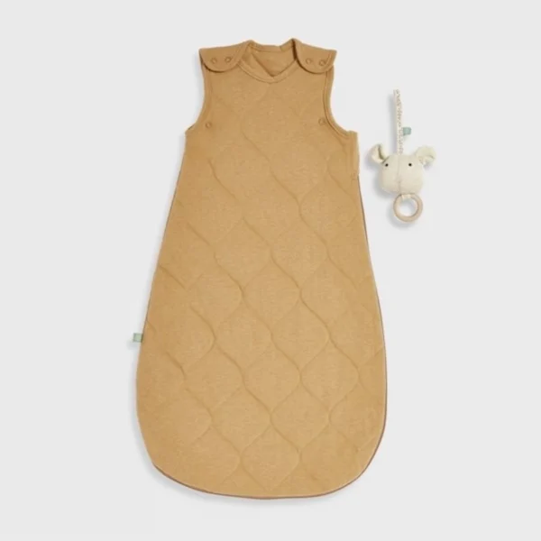 the little green sheep organic baby sleeping bag 25 tog honey 0 6m