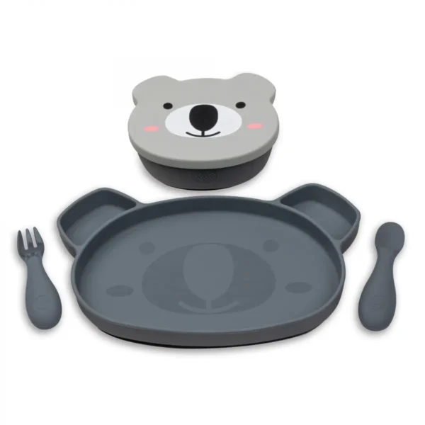 Tum Tum Boris-Kev Koala Silicone Weaning Set - Grey