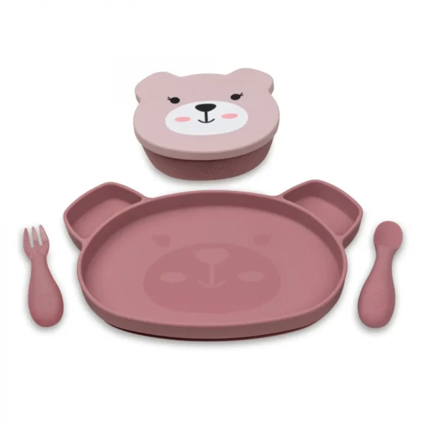 tum tum silicone weaning set betsy bear pink