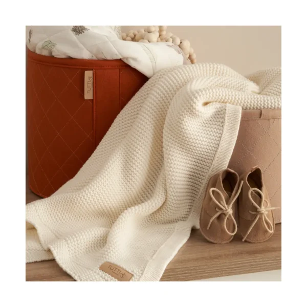 Tutti Bambini Chunky Knitted Baby Blanket-Fresh Cream