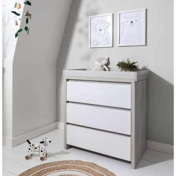 Tutti Bambini Modena Chest Changer-Ash Grey and White