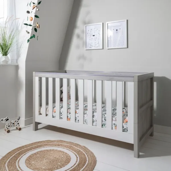 Tutti Bambini Modena Cot Bed - Ash Grey and White + Free Nursing Pillow Worth £59.95!