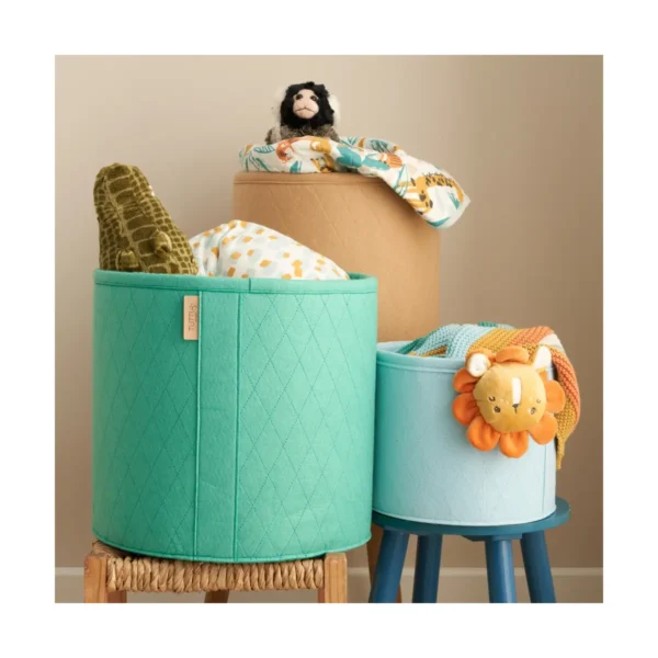 Tutti Bambini Pack of 3 Run Wild Felt Nursery Storage Baskets-Green/Brown/Blue