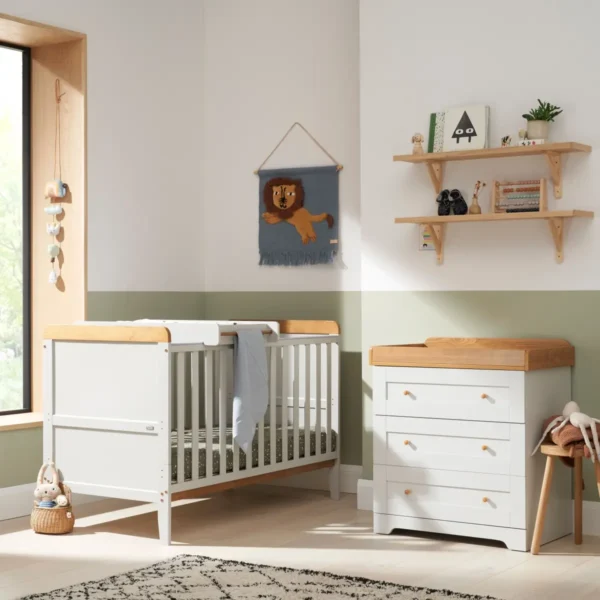 tutti bambini rio 2 piece room set with cot top changer dove grey oak