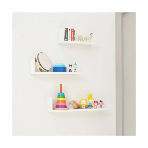 tutti bambini rio set of three l shaped wall shelves white