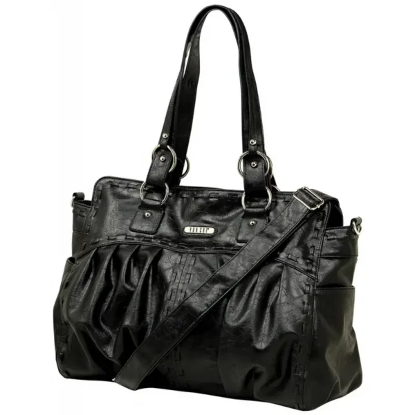 Vanchi Leather Look Zeppelin Carrier Changing Bag-Blackbird