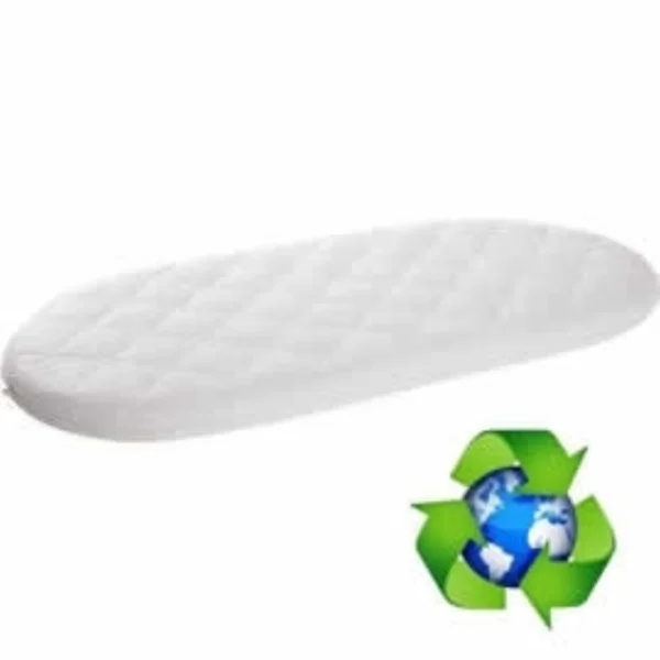 Ventalux Non Allergenic Fibre Quilted Oval Moses Basket Mattress - White (67 x 30)