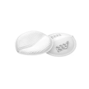 Round white textured pads with adhesive strips inside, designed for nursing or breast pads.