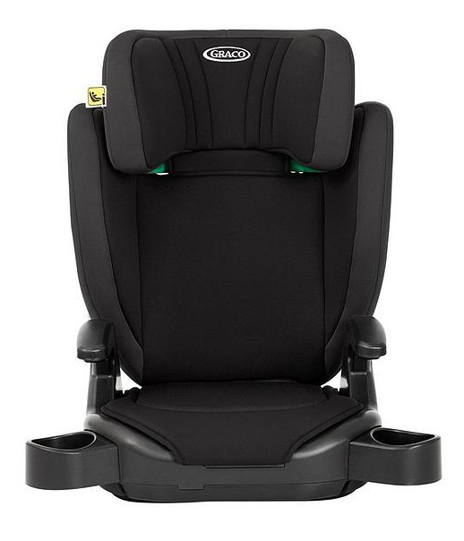 A Guide to Replacing Your Child's Car Seat 2 Guide to Replacing Your Child's Car Seat: Black Graco child car booster seat with adjustable headrest and armrests, featuring integrated cup holders on each side.